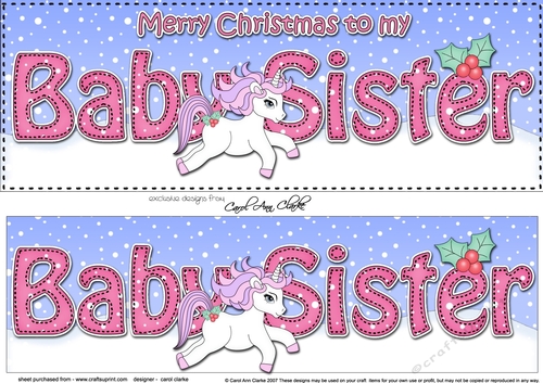 Large DL Merry Christmas to my BABY SISTER 3D decoupage 