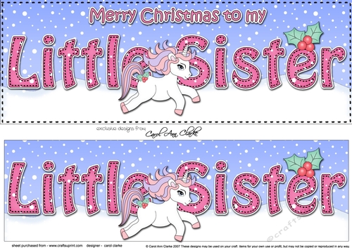 Large DL Merry Christmas to my LITTLE SISTER 3D decoupage 