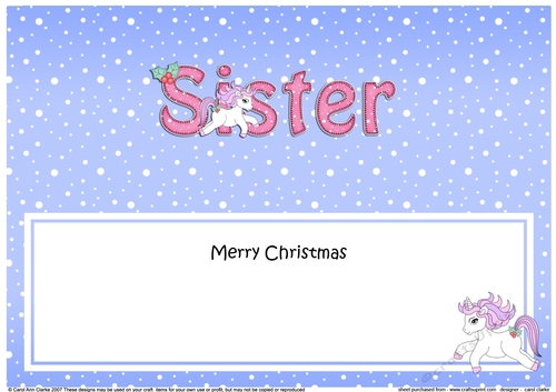 Large DL Merry Christmas SISTER insert