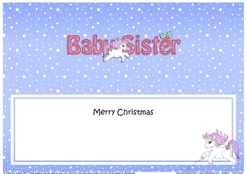 Large DL Merry Christmas BABY SISTER insert