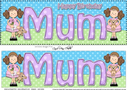 Large DL Happy Birthday MUM 3D decoupage