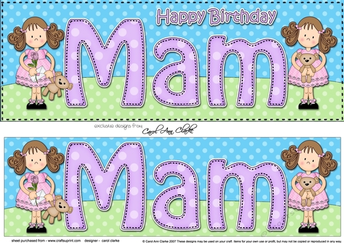 Large DL Happy Birthday MAM 3D decoupage