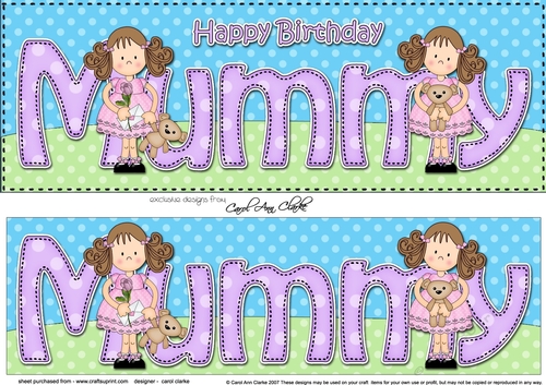 Large DL Happy Birthday MUMMY 3D decoupage