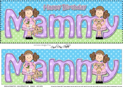 Large DL Happy Birthday MAMMY 3D decoupage