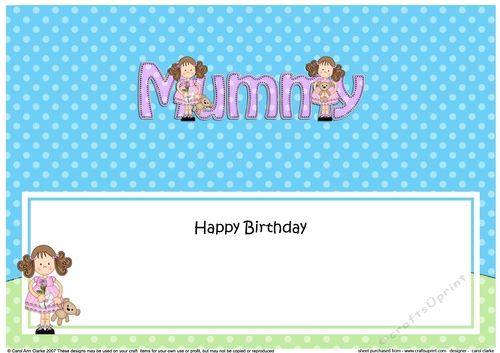 Large DL Happy Birthday MUMMY insert