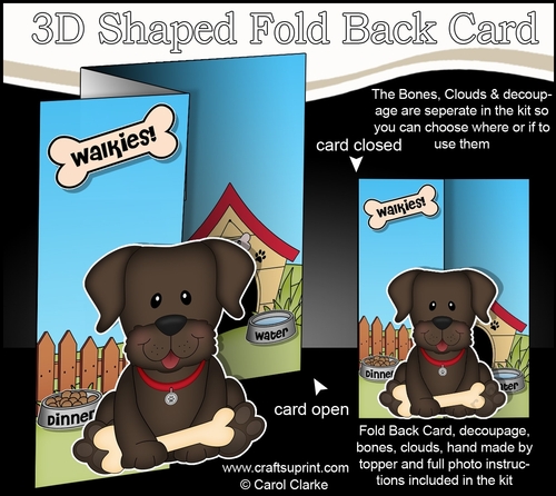 3D Shaped No-Hole Fold Back Mini Kit - Little Chocolate Labrador Dog Chip