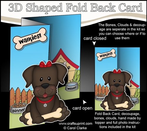 3D Shaped No-Hole Fold Back Mini Kit - Little Chocolate Labrador Dog Velvet