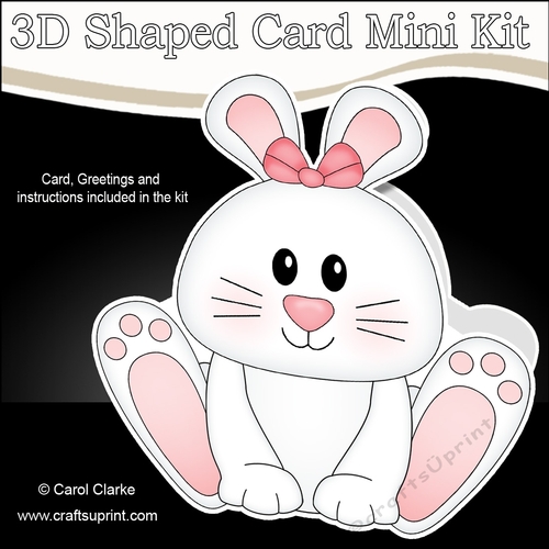 3D Shaped Card  Kit -  Cute Little Ipsy Bunny 