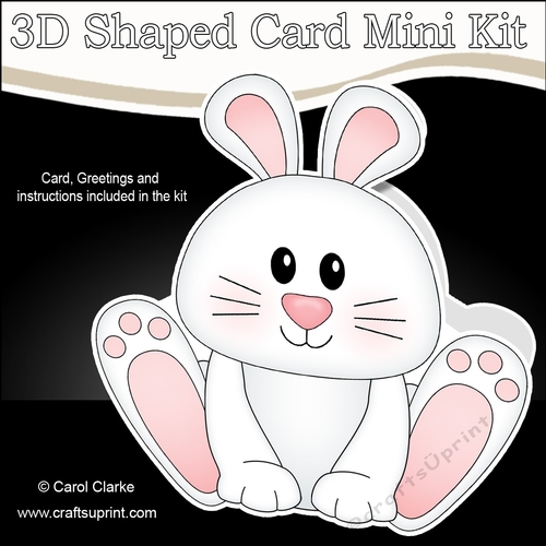 3D Shaped Card  Kit -  Cute Little Dipsy Bunny