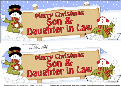 large DL Merry Christmas SON & DAUGHTER IN LAW with Snowman insert