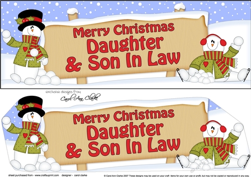 large DL Merry Christmas DAUGHTER & SON IN LAW with Snowman insert