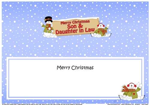 large DL Merry Christmas SON & DAUGHTER IN LAW with Snowman insert