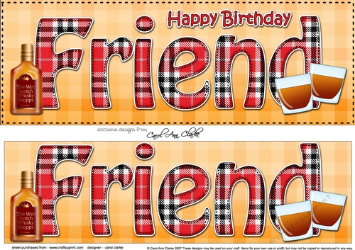 Large DL Happy Birthday FRIEND 3D decoupage