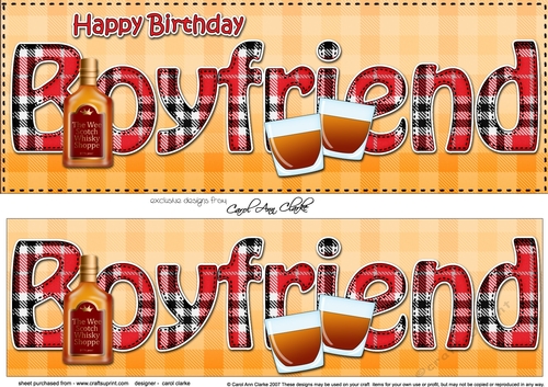 Large DL Happy Birthday BOYFRIEND 3D decoupage