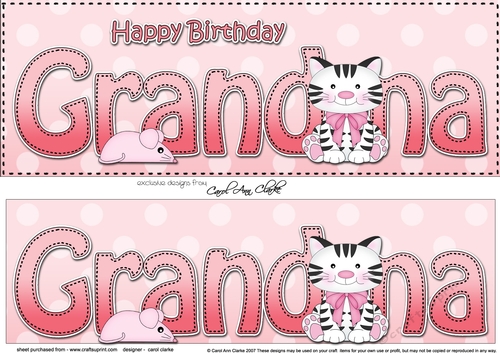 Large DL Happy Birthday GRANDMA 3D decoupage