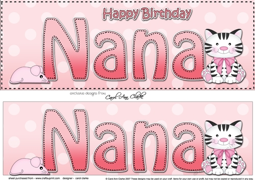 Large DL Happy Birthday NANA 3D decoupage