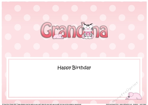 Large DL Happy Birthday GRANDMA insert