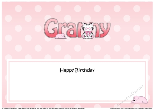 Large DL Happy Birthday GRANNY insert