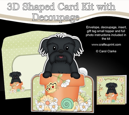 3D Shaped Card  Kit - Flowerpot Friends - Little Shih Tzu Dog Bo