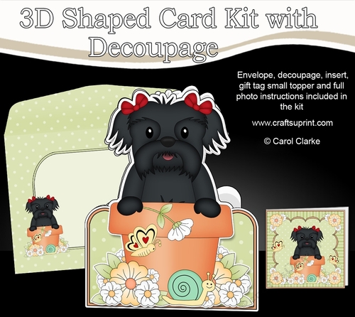 3D Shaped Card  Kit - Flowerpot Friends - Little Shih Tzu Dog Star