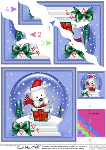 Christmas Cute Westie Dog Snowglobe Wavy Corner Stacker