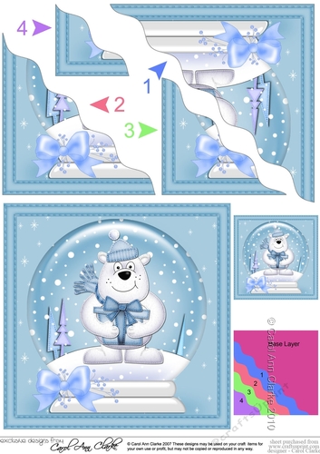Christmas Polar Bear Snowglobe Wavy Corner Stacker