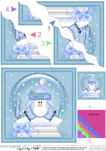Christmas Penguin Snowglobe Wavy Corner Stacker