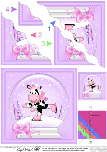 Christmas Milly Moo Cow Snowglobe Wavy Corner Stacker