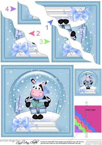 Christmas Milly Moo Cow Snowglobe Wavy Corner Stacker