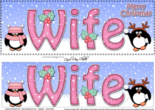 Large DL Merry Christmas WIFE 3D decoupage 