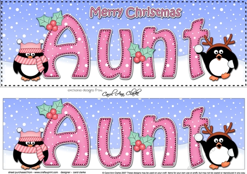 Large DL Merry Christmas AUNT 3D decoupage 