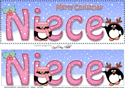 Large DL Merry Christmas NIECE 3D decoupage 