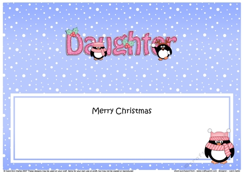 Large DL Merry Christmas DAUGHTER insert
