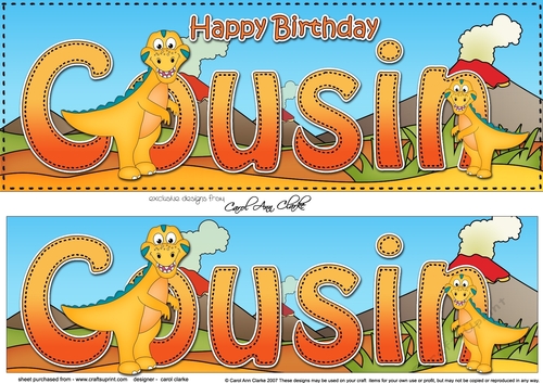 Large DL Happy Birthday COUSIN 3D decoupage
