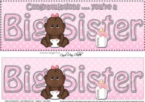 Large DL Ethnic New Baby Congratulations you are a ... BIG SISTER 3D decoupage