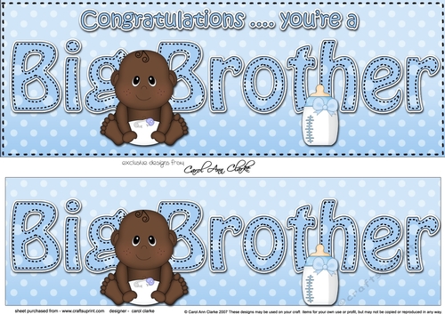 Large DL Ethnic New Baby Congratulations you are a ... BIG BROTHER 3D decoupage