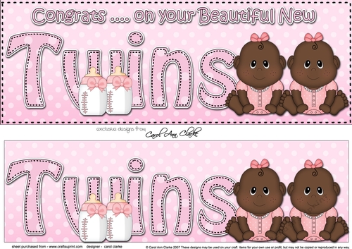Large DL Ethnic New Baby Congratulations on Your Beautiful ... TWINS 3D decoupage