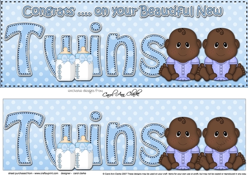 Large DL Ethnic New Baby Congratulations on Your Beautiful ... TWINS 3D decoupage