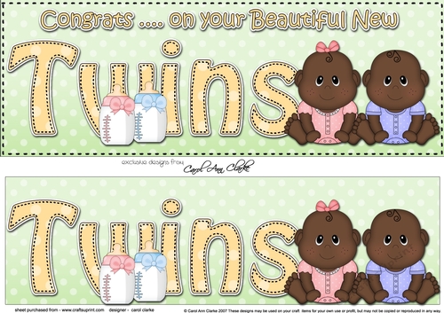 Large DL Ethnic New Baby Congratulations on Your Beautiful ... TWINS 3D decoupage