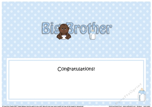 Large DL Ethnic New Baby Congratulations you are a ... BIG BROTHER insert
