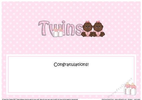 Large DL Ethnic New Baby Congratulations on Your Beautiful ... TWINS insert