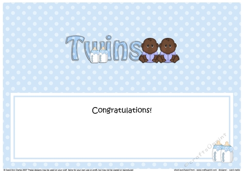 Large DL Ethnic New Baby Congratulations on Your Beautiful ... TWINS insert