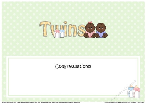Large DL Ethnic New Baby Congratulations on Your Beautiful ... TWINS insert