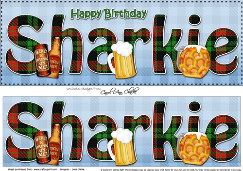 Large DL Happy Birthday SHARKIE 3D decoupage