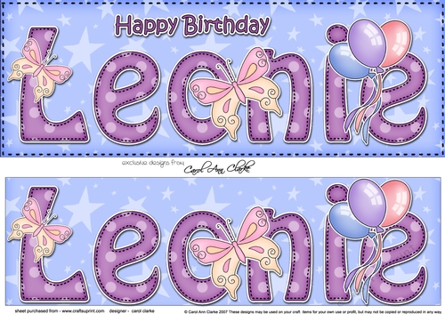 Large DL Happy Birthday LEONIE 3D decoupage