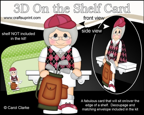 3D On the Shelf Card Kit - Old Lady Hermila plays Golf