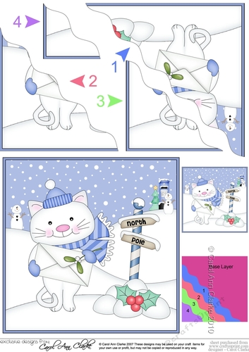 Christmas Cute Little Cat is at the North Pole Wavy Corner side stacker Topper