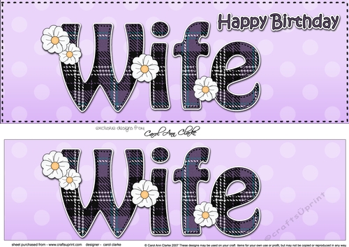Large DL Happy Birthday WIFE 3D decoupage