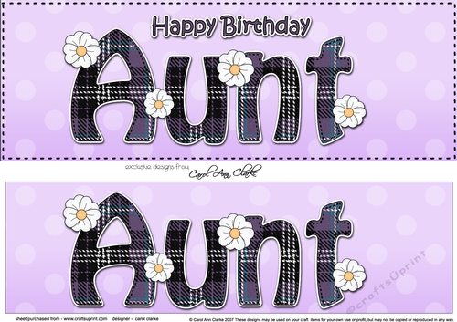 Large DL Happy Birthday AUNT 3D decoupage