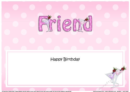 Large DL Happy Birthday FRIEND insert